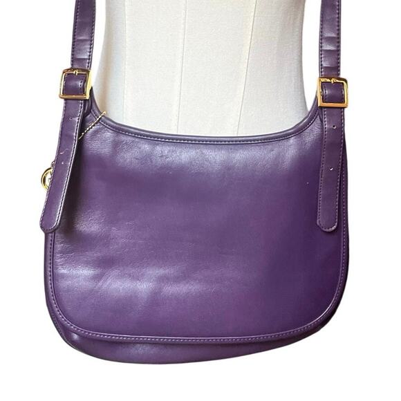 Giani Bernini Purple Leather Shoulder XBody Saddlebag Messenger Handbag Purse - Picture 2 of 7